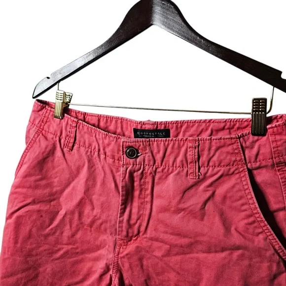 Aeropostale Size 32 Men’s Coral Red Flat Front Chino Dress Shorts Pink - Picture 3 of 7